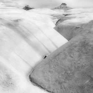 black and white landscape of rolling hills